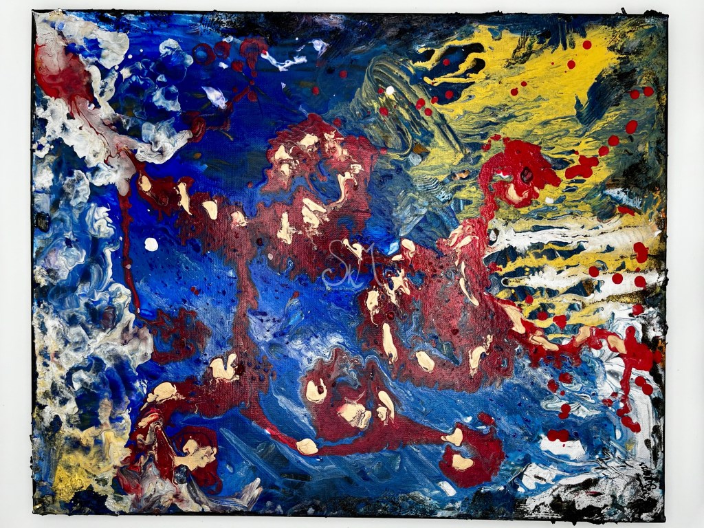 Neptune - Acrylics on 16x20" back-stapled canvas with ¾" side.